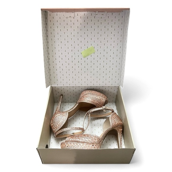 Thalia Sodi Women's Rhinestones Platform Heels Rose Gold 8.5 Party Fairy Glam - Picture 11 of 12